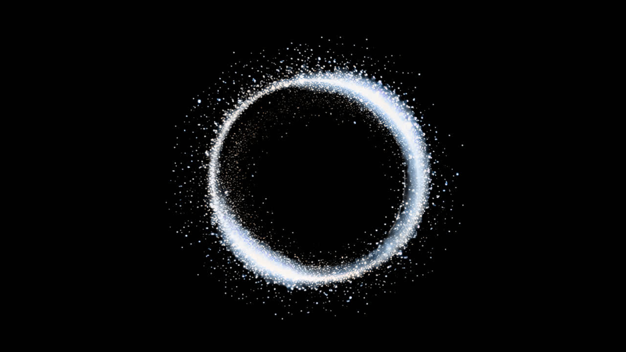 Cosmic dust ring glowing brightly animated overlay, transparent 4K video, alpha channel, ProRes 4444