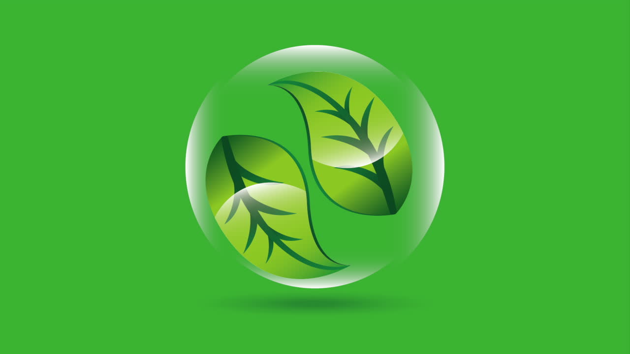 Design del logo con foglie verdi in una sfera