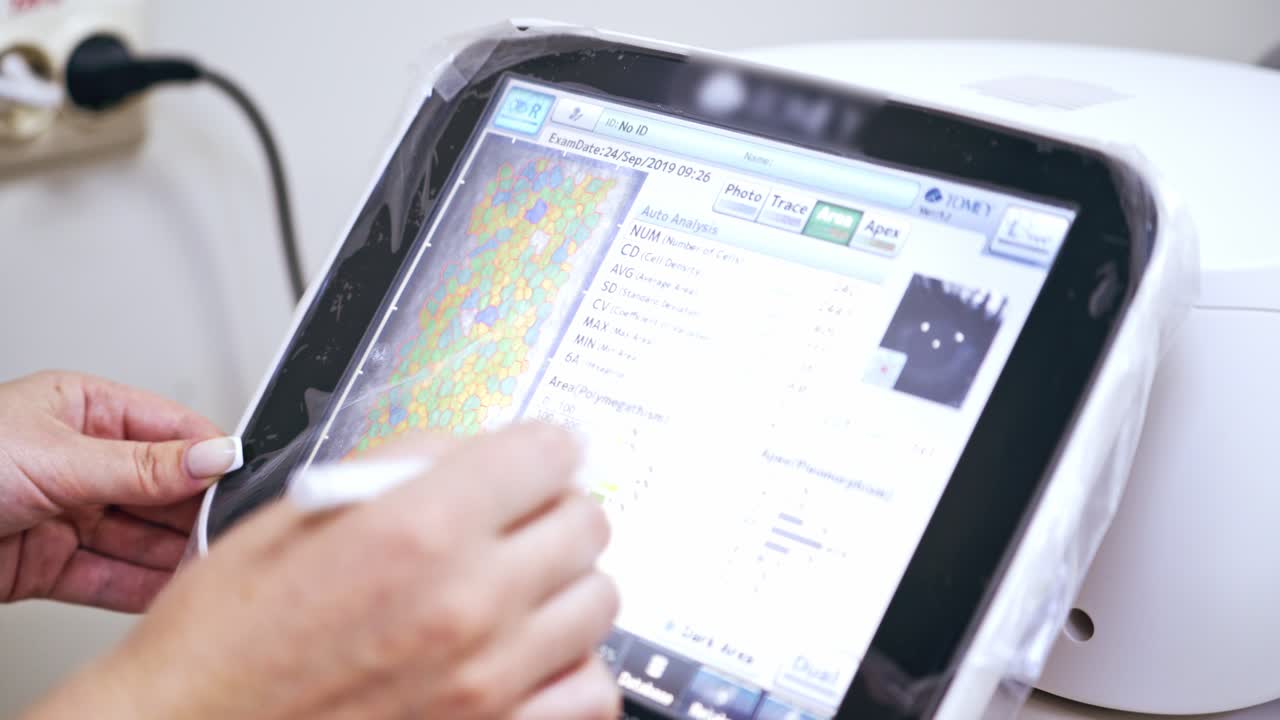 Equipment for checking vision. Modern eye test machine equipment in ophthalmology clinic