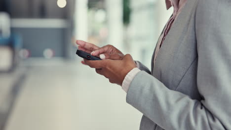 Business-person,-phone-and-hands-typing