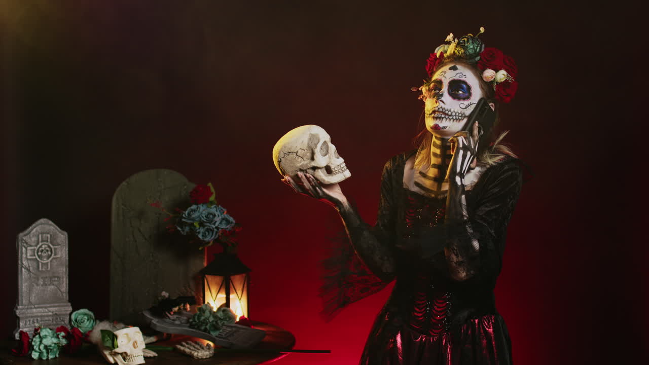 Halloween themed woman with skull