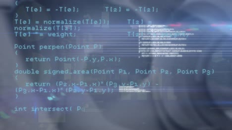animation of data processing and blue light trails against blue background
