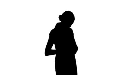 Frau-Bekommt-Magenschmerzen-In-Schwarzer-Silhouette