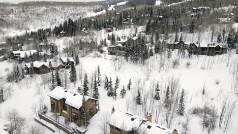 Toma-Aérea-De-Drones-De-Casas-En-El-área-De-La-Estación-De-Esquí-En-Aspen,-Colorado