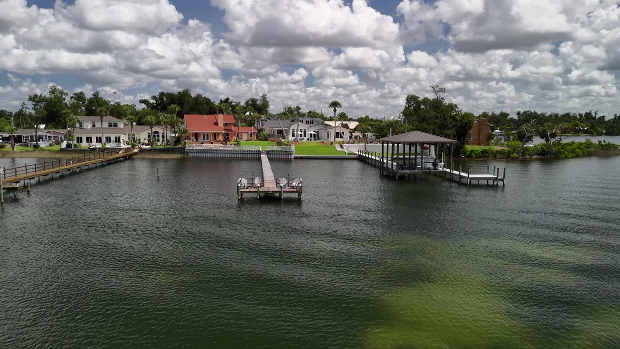 Luxury Accommodation At The Private Resort In Panama City, Bay County, Florida, United States. Aerial Pullback Shot