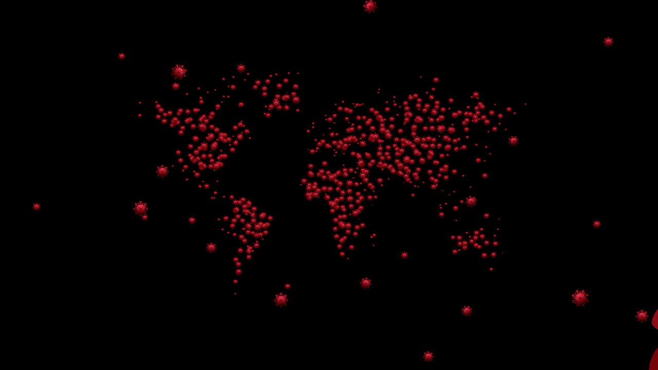 글로벌 팬데 바이러스 (covid-19) 추상 개념 세계 지도 3d 공간 루프 배경 애니메이션