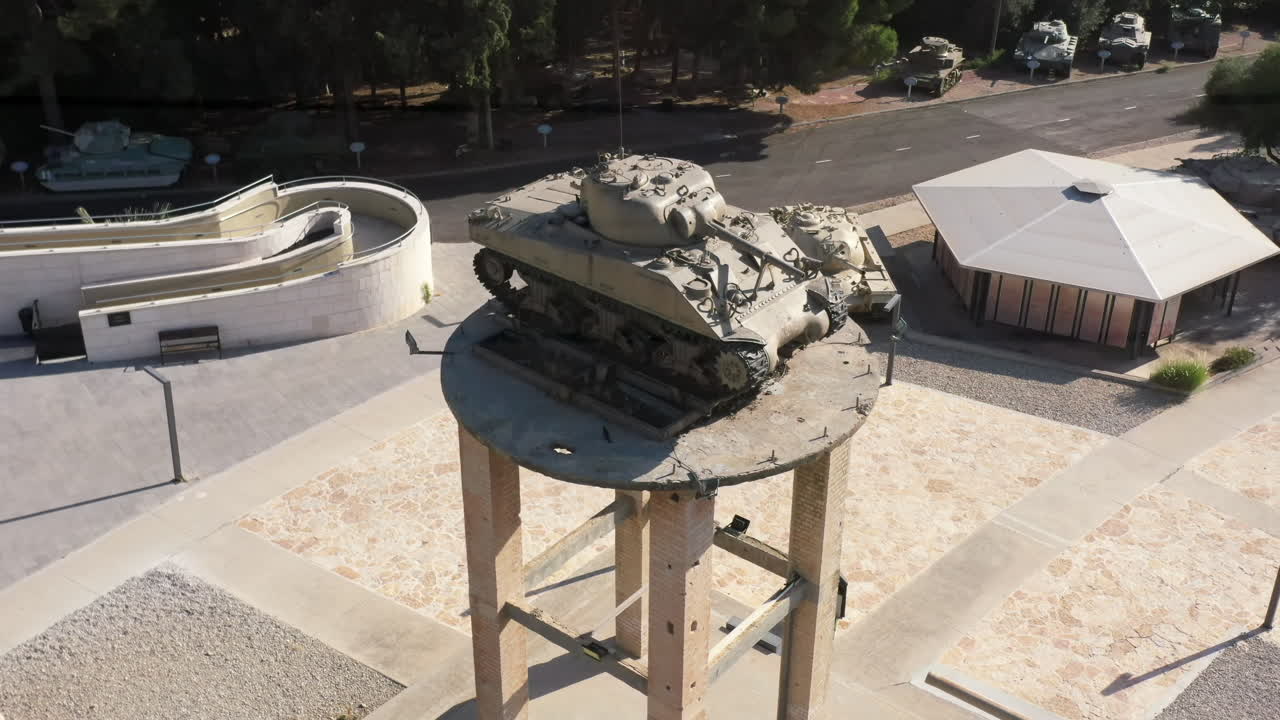 Sherman Tank Memorial Display, Latrun Israel Drone View