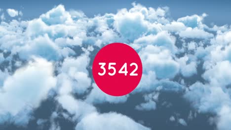 animación de números de conteo sobre las nubes