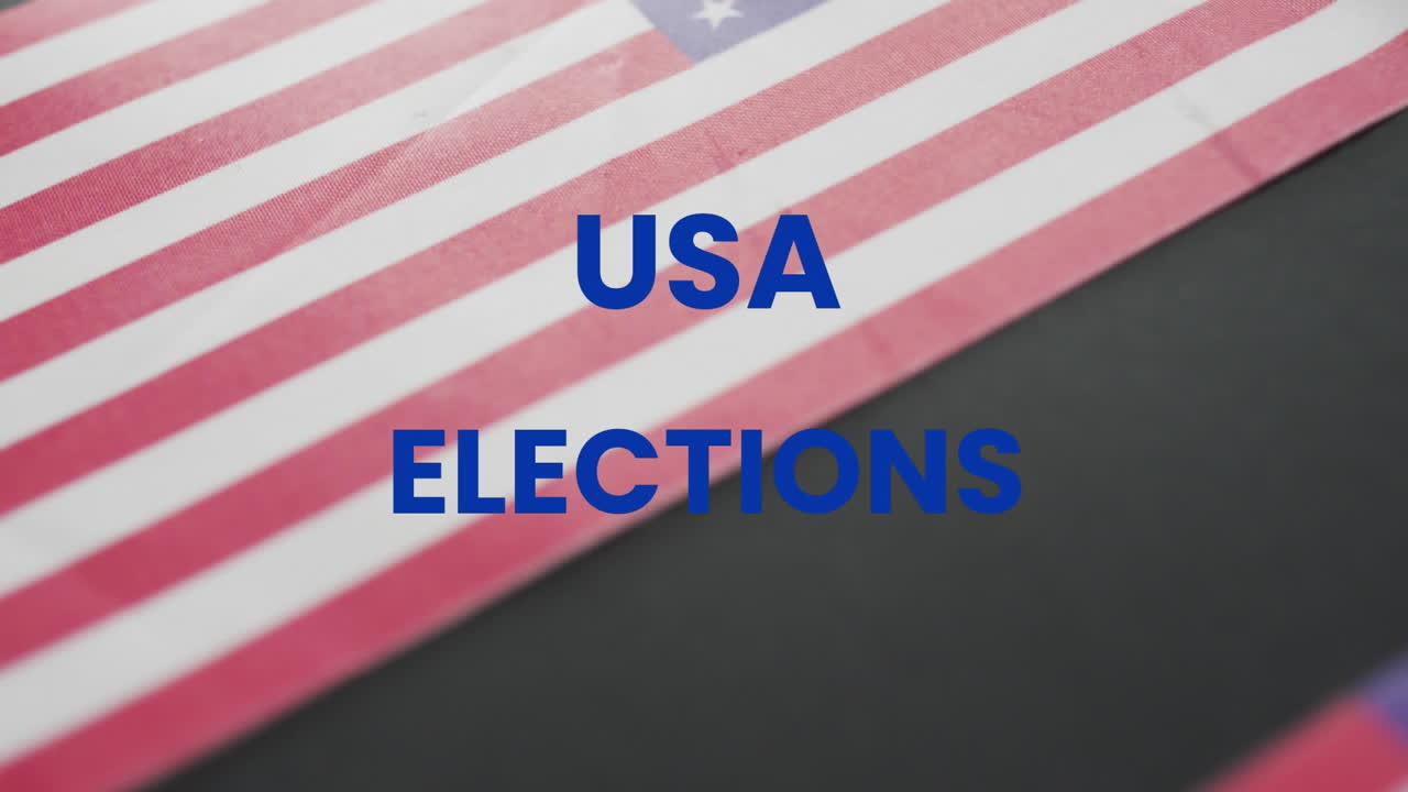 Animation of usa elections text and over flag of america