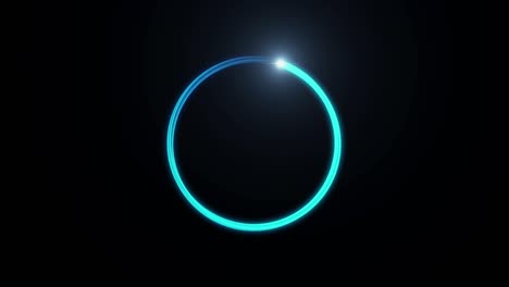 animación del anillo de círculo de la barra de carga azul que brilla en el fondo negro.