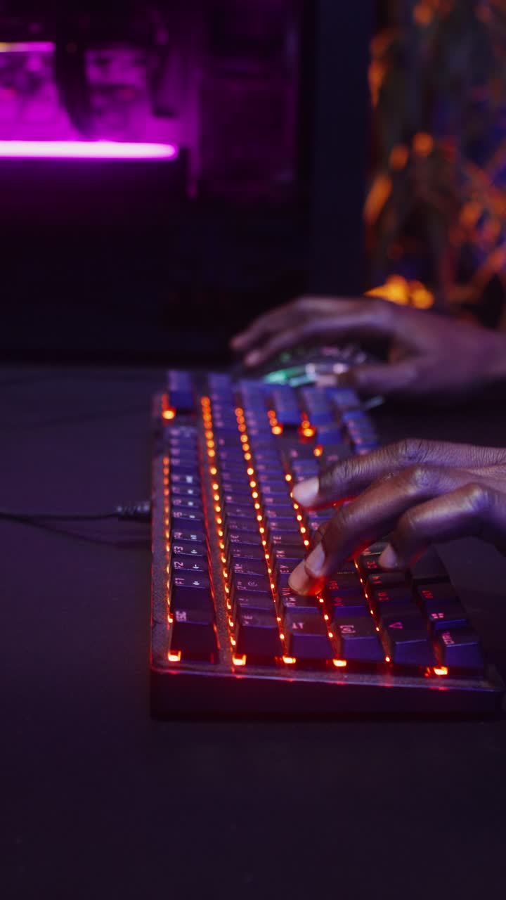 Gaming Setup with Illuminated Keyboard