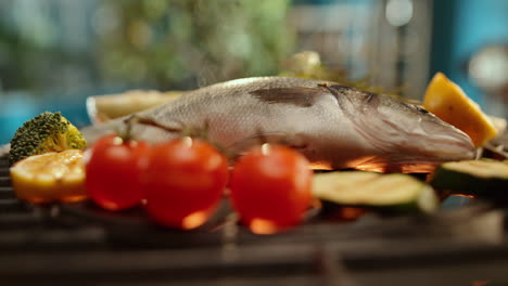 grilled sea bass with vegetables