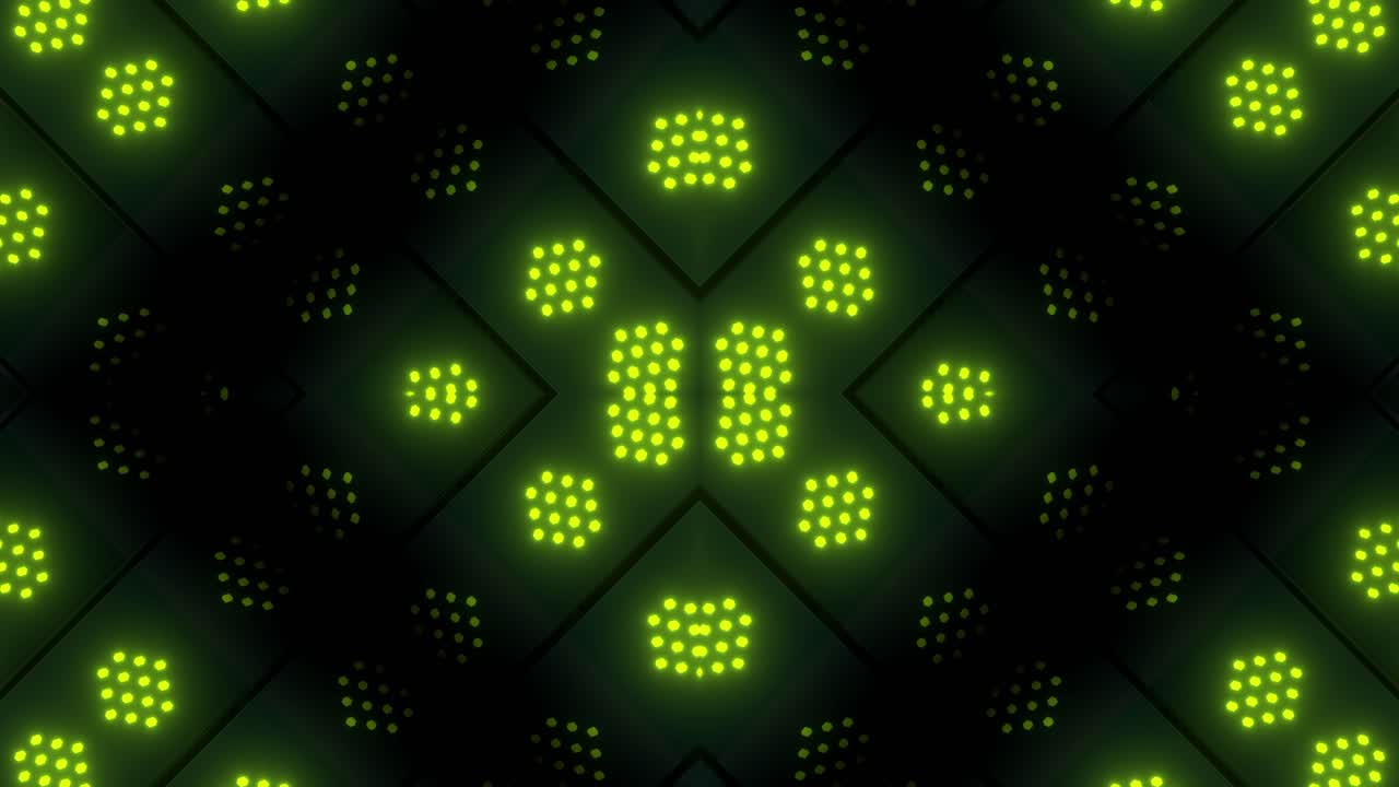 Abstract Geometric Pattern with Glowing Green Lights