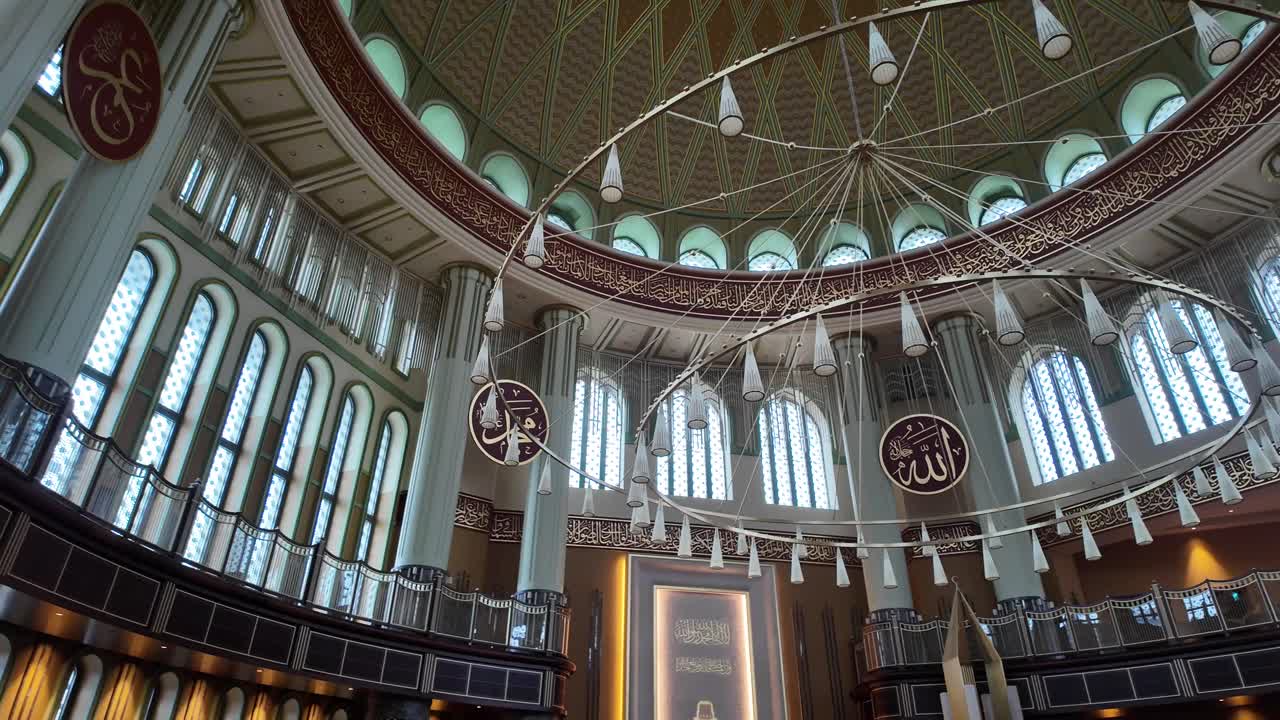 Grand Mosque Interior with Exquisite Chandelier