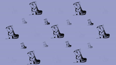 animación de un dibujo de zapatos repetido sobre un fondo rosa
