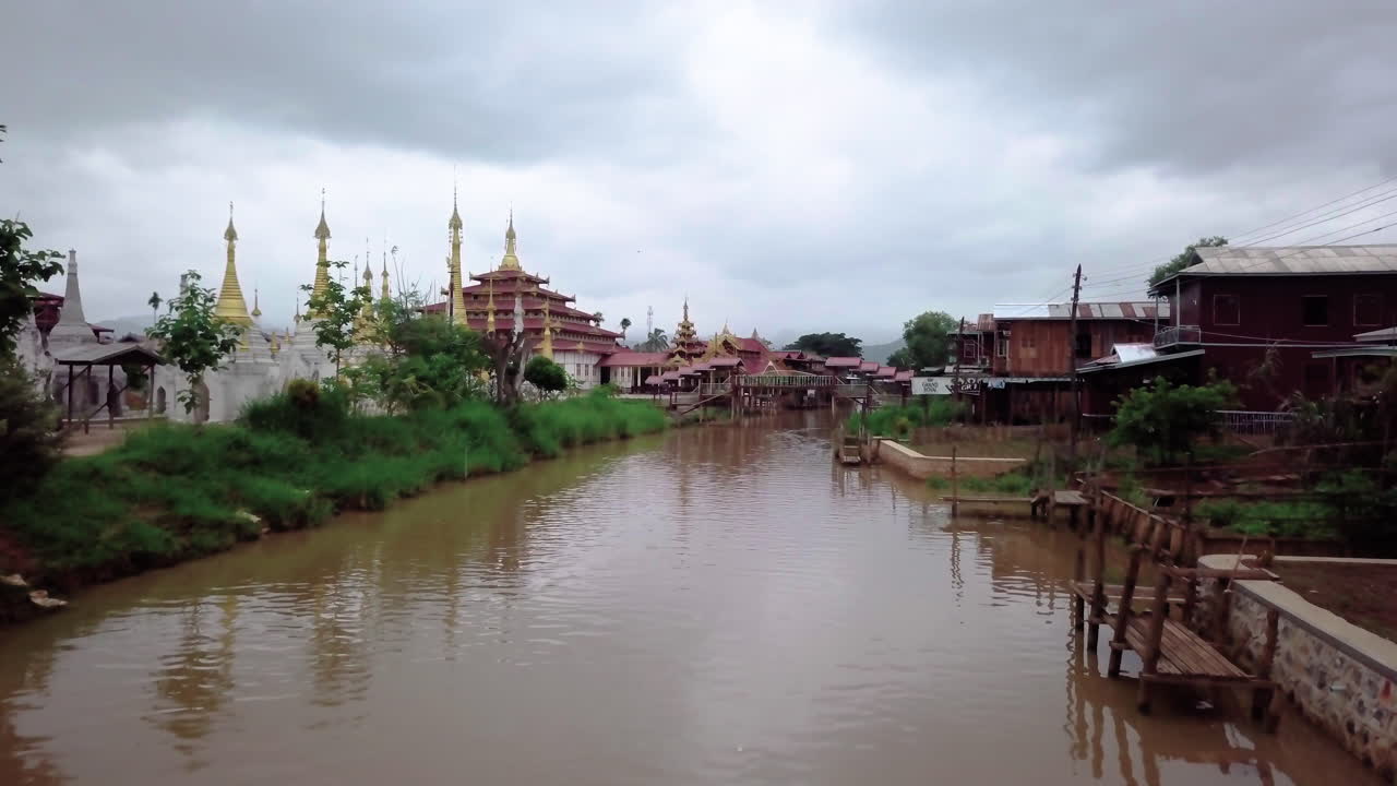 Aerial Shot Drifting Above Inle Lake, Myanmar (Burma) 01