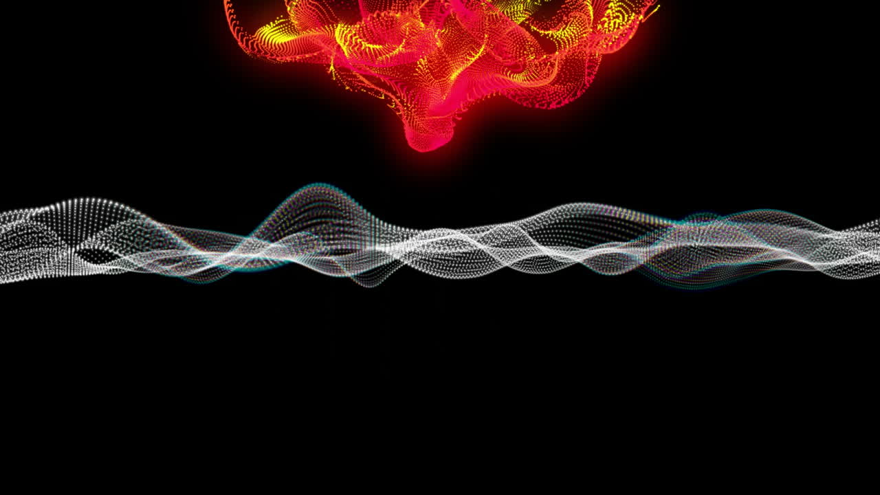 Colorful glowing patterns and abstract waves creating animation on black background