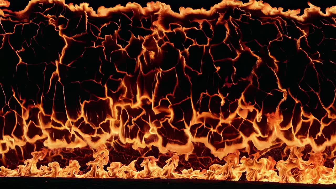 En dynamisk video af en horisontal ildeksplosion mod en stjernehimmel, optaget fra siden.