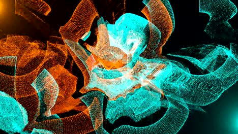 desplazamiento de partículas en el espacio 3d con iluminación, fondo generado por computadora de renderización 3d