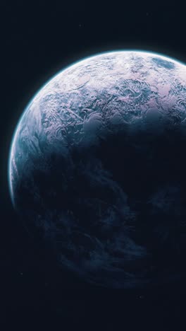 vertical tilt down to reveal an icy exoplanet