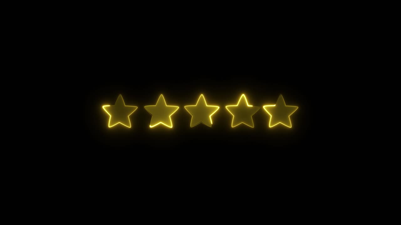 Yellow neon stars animate across a black background, creating a dynamic and luminous visual effect with smooth transitions