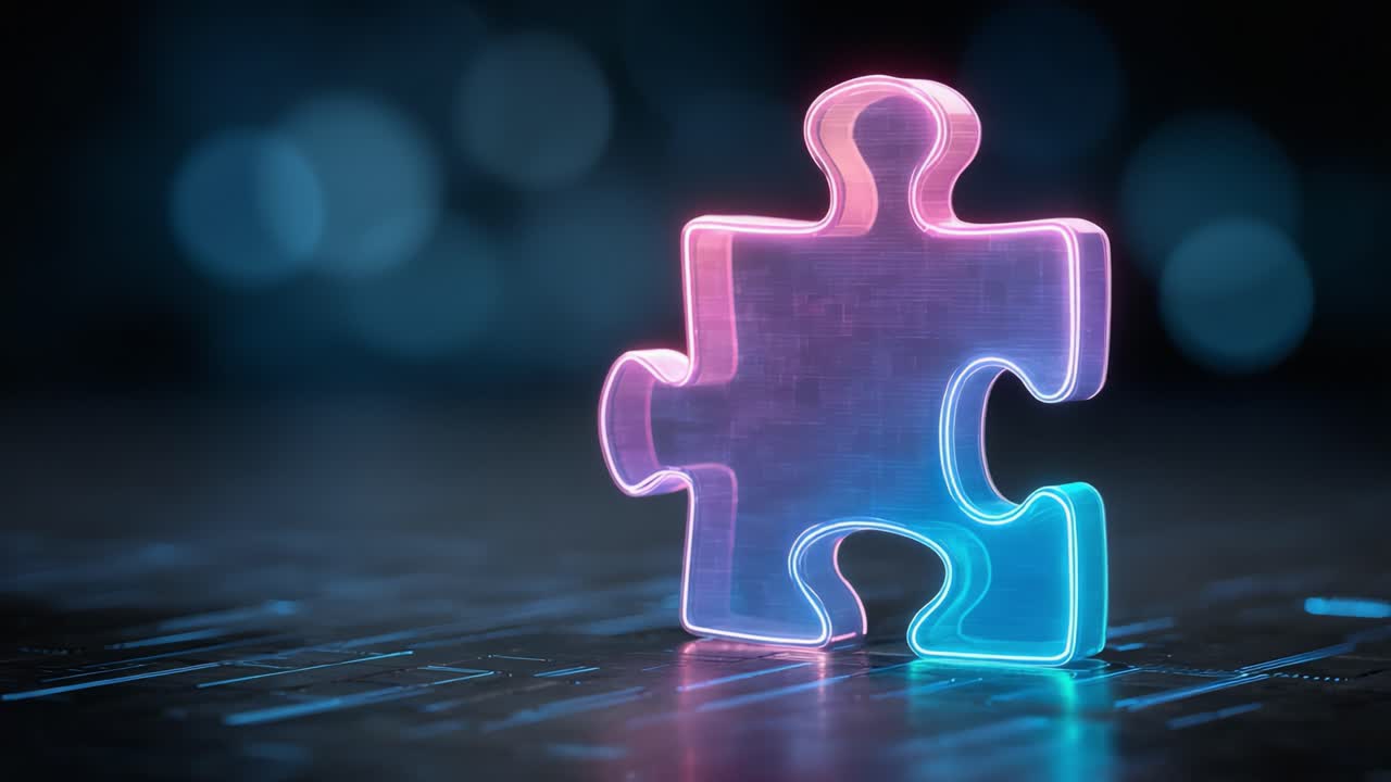 A Glowing Puzzle Piece Standing Alone: The Symbolism of Unity and Creativity in a Digital World