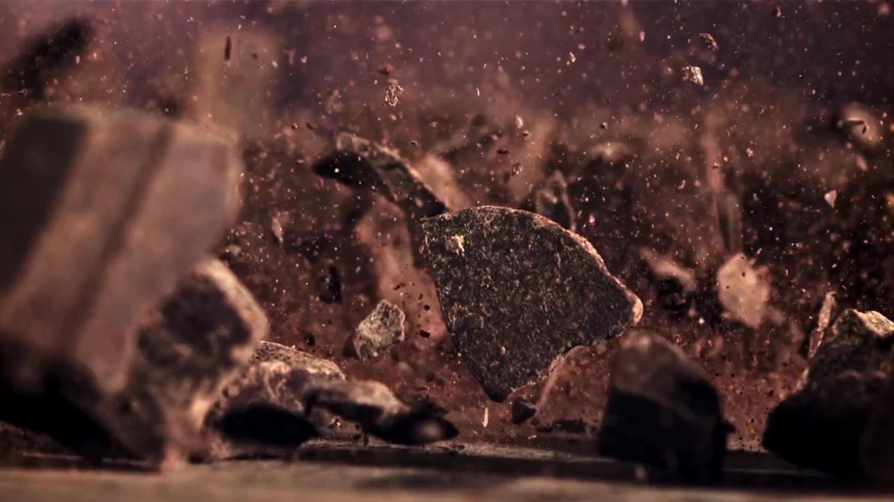 Slow Motion Chocolate Chunks Falling and Crumbling