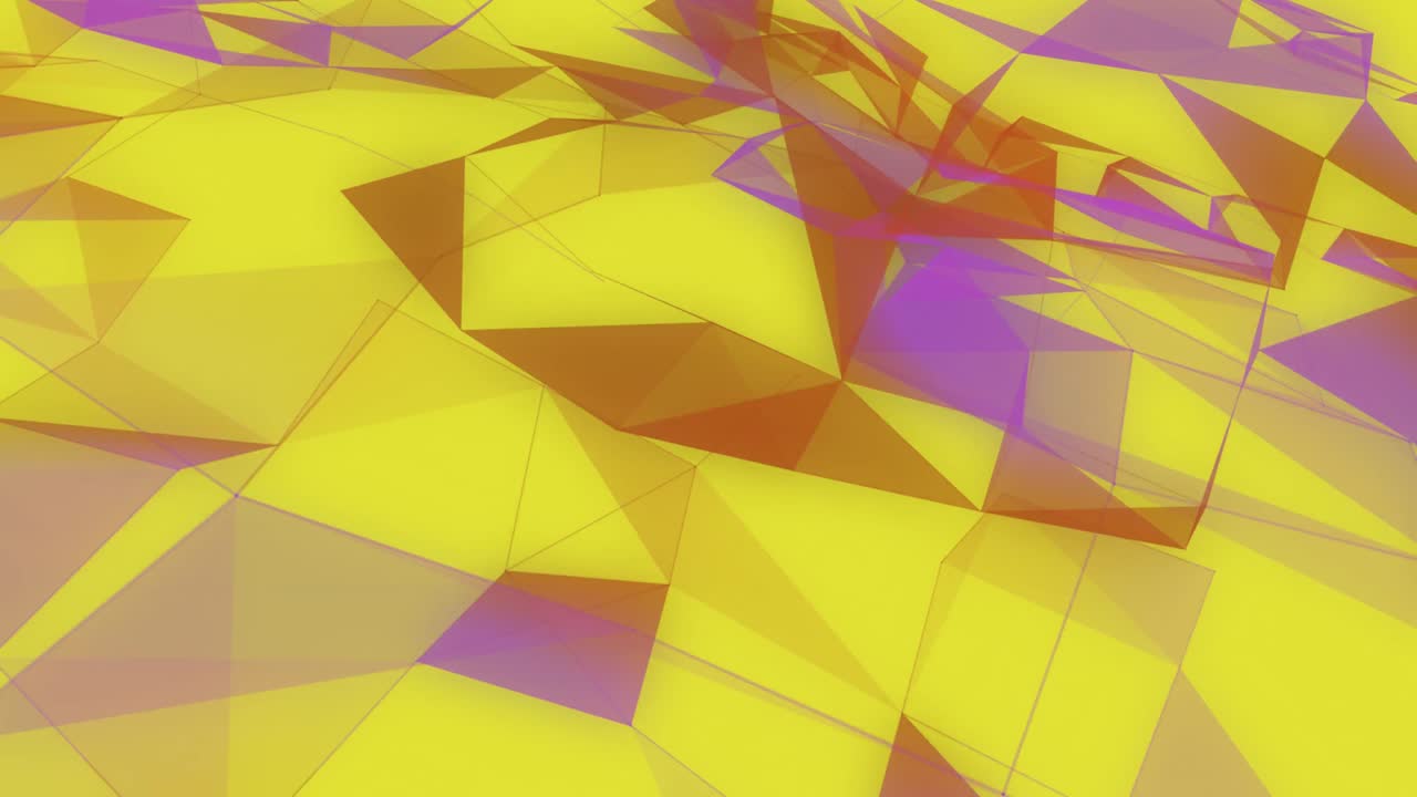 Digital animation of purple plexus networks moving against yellow background