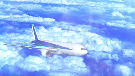 airplane travel flying in the cloud sky animation