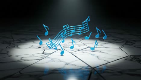 a vibrant display of musical notes floating in a dimly lit environment, capturing the essence of melody in a modern, artistic interpretation