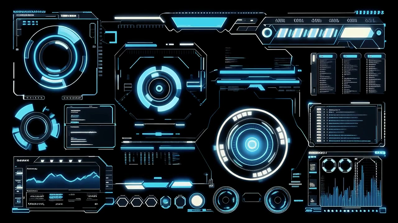 Abstract Futuristic HUD Display with Animated Data Graphics