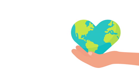 hand holding heart shaped earth