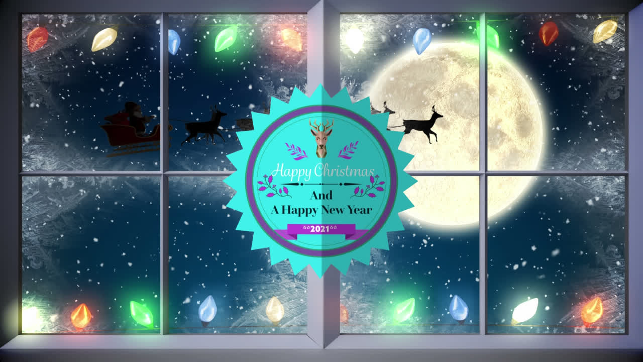 행복한 크리스마스와 행복한 새해 2021 라벨에 쓰여져 있습니다.