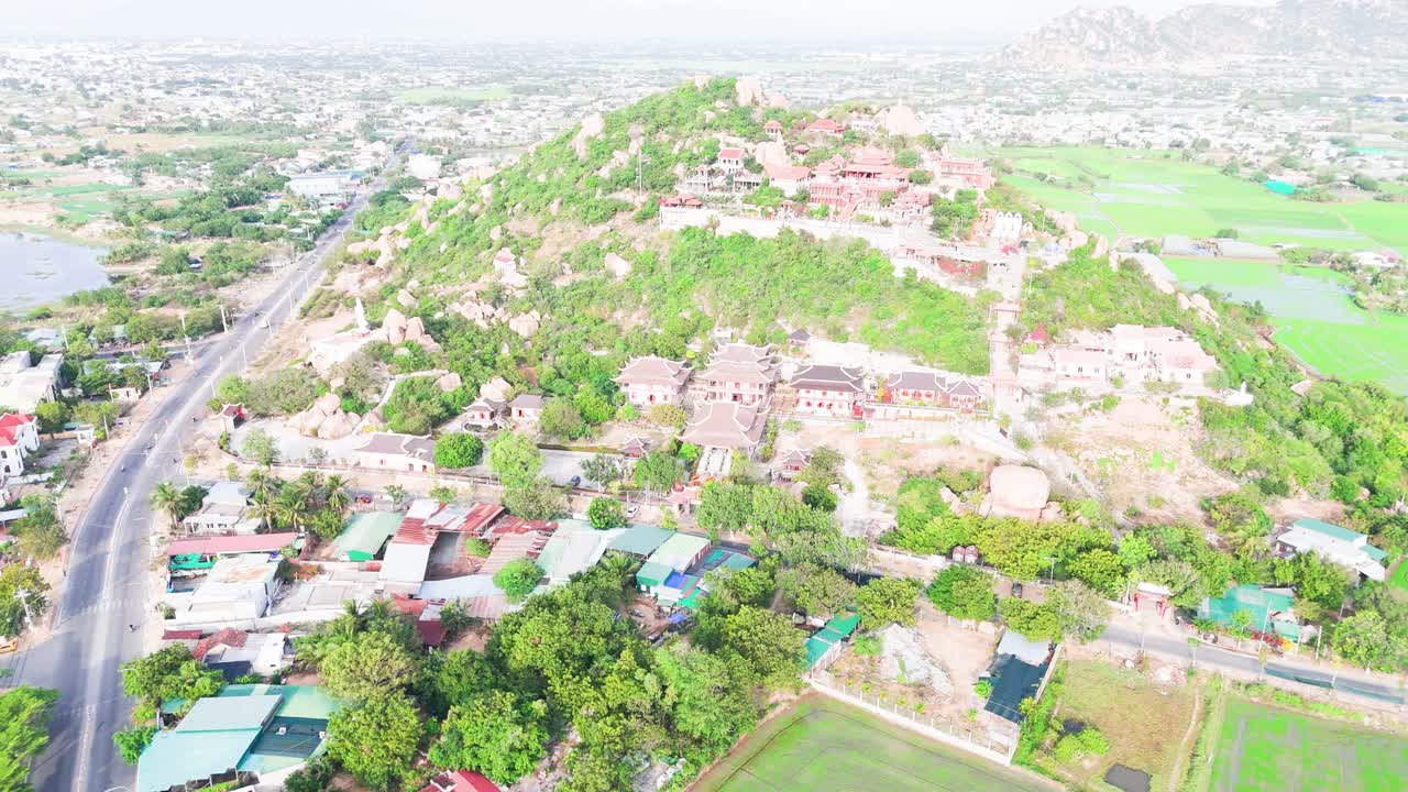 Aerial View Dolly of the Temple in Phan Rang–Tháp Chàm.
