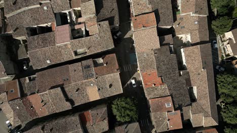 French-Village-Roodtops-Birds-Eye-View-Villeneuve-de-Berg-Ardeche-Aerial-Overhead-Town-Houses