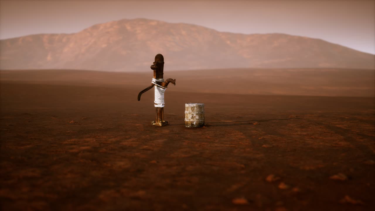 vecchio pozzo di metallo arrugginito nel deserto