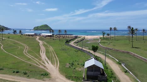 Vista-Por-Drones-De-Un-Búfalo-Presentado-En-La-Aldea-De-Areguling-En-Lombok