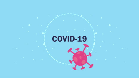 animación de partículas de covid-19 alrededor de las letras