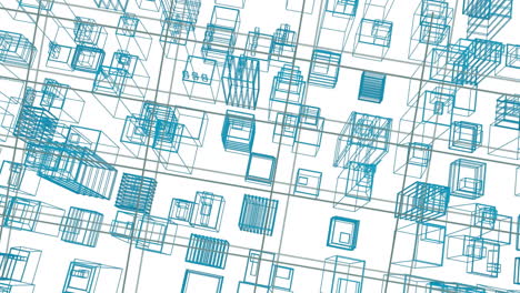 Animation of 3d architecture city drawing moving over grid