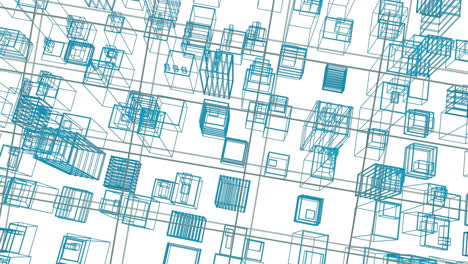 animation of 3d architecture city drawing moving over grid