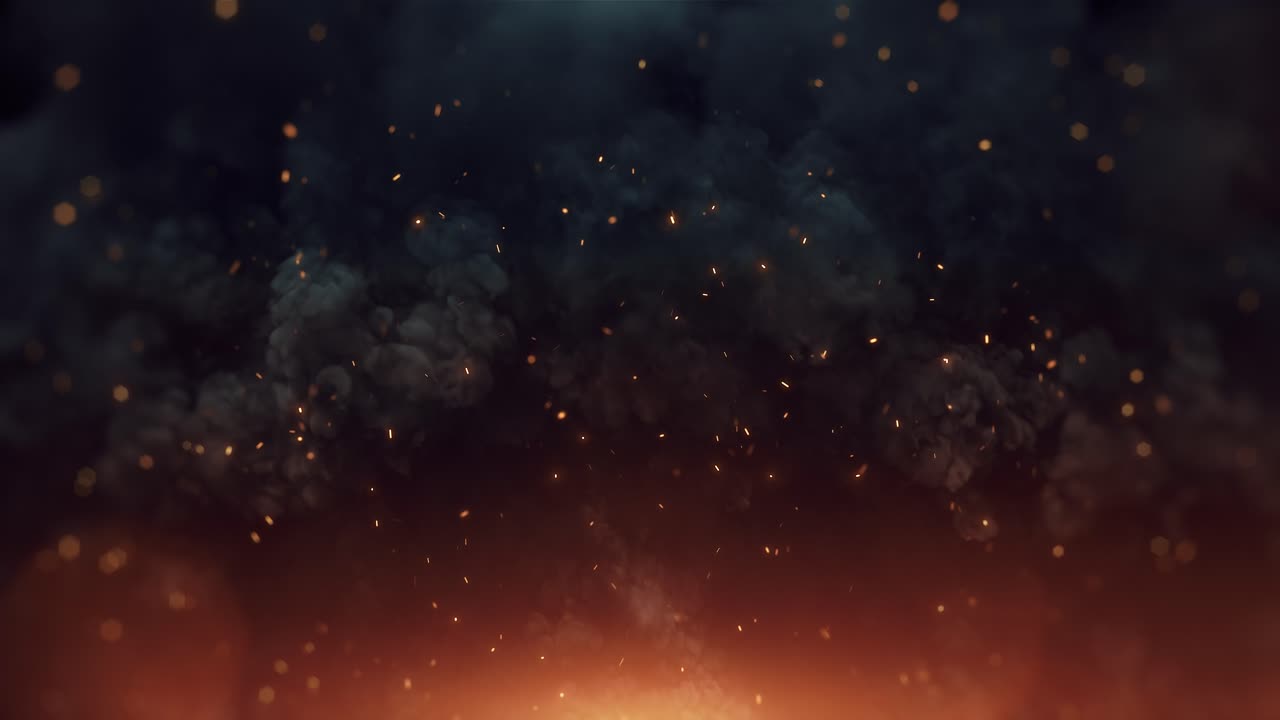 Abstract Background of Rising Fire Sparks and Smoke