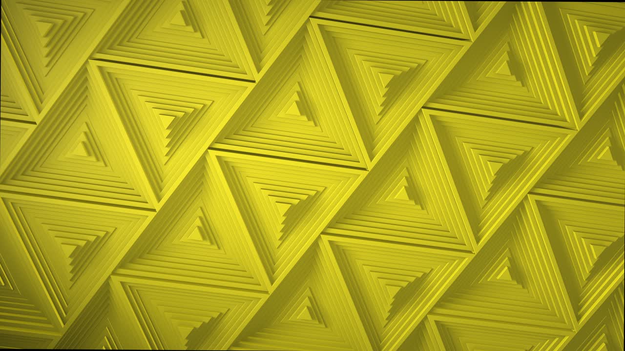 Yellow minimalism. A mosaic surface with moving black triangles. Abstract geometric background. Cells. Wave. Loop animation. 4K. 3d. Animation for a business presentation