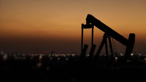 oil pump time lapse at dusk - defocused background