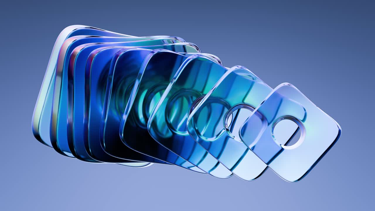 Abstract Iridescent Glass Squares Moving in a Seamless Loop