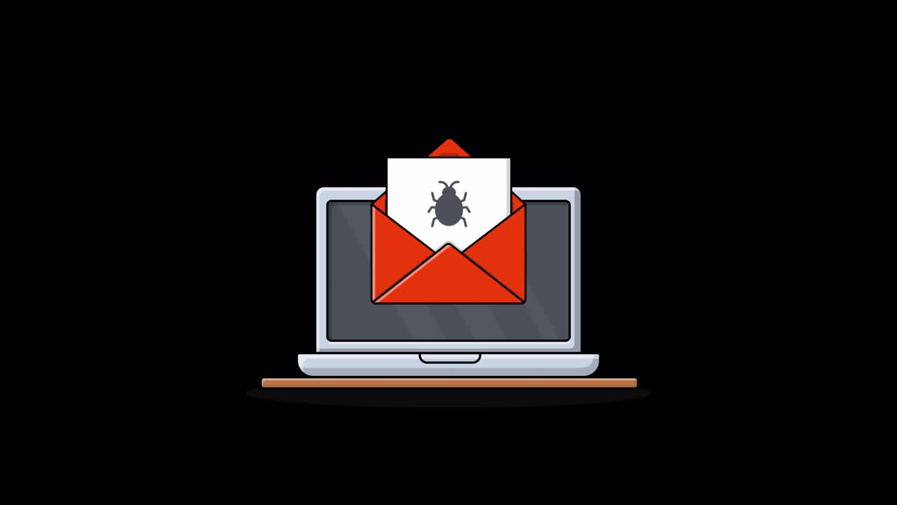 Laptop Displaying Email with Malware Bug Icon