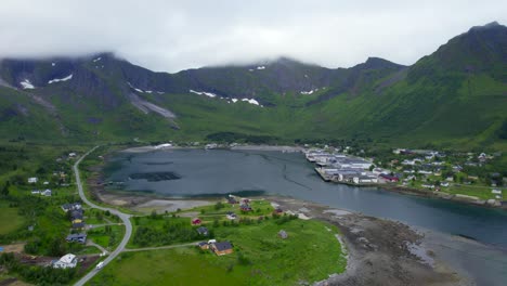 old historical fishing village senjahopen on senja on a overcast day during summer