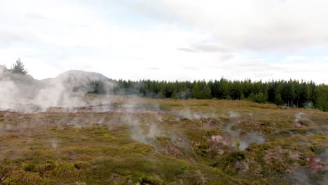 aerial drone moving fast forwards over craters of the moon national monument in usa landscape