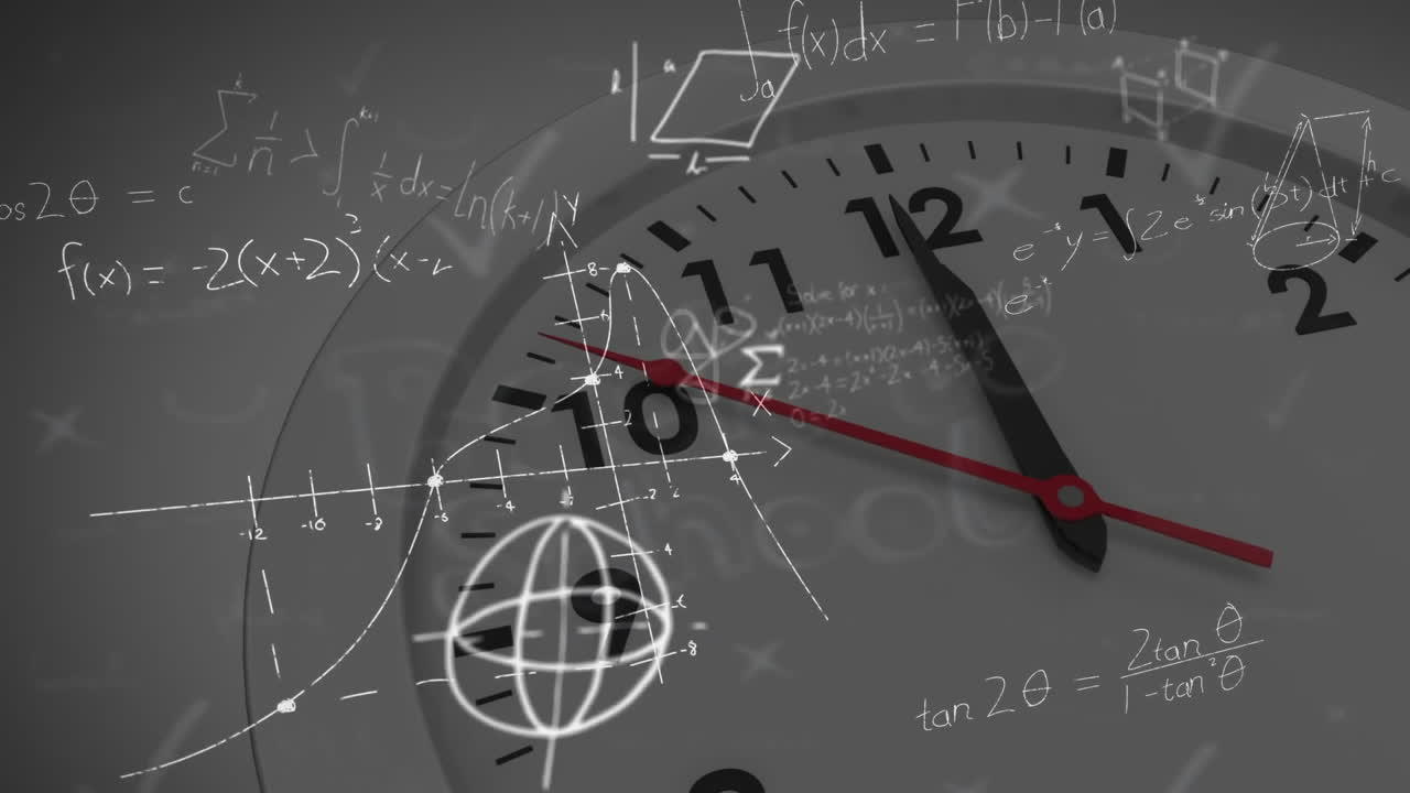 animazione dell'elaborazione matematica dei dati su clock