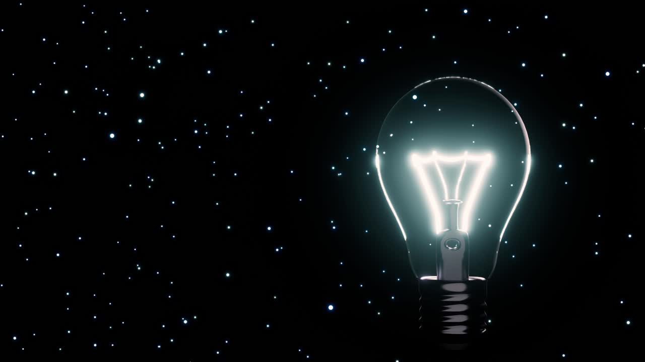 Light Bulb On Black Background