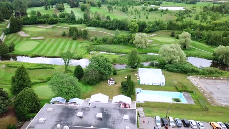 drone shot of a wedding venue in a golf course